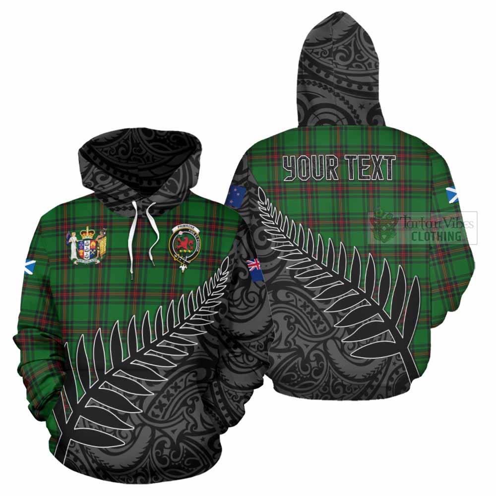 Tartan Vibes Clothing Primrose Crest Tartan Hoodie with New Zealand Silver Fern Half Style