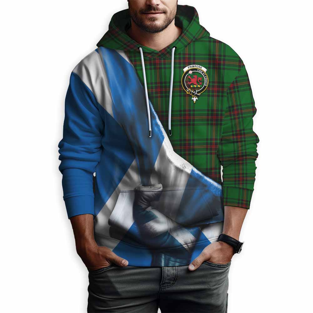 Tartan Vibes Clothing Primrose Tartan Hoodie with Family Crest Scotland Patriotic Style