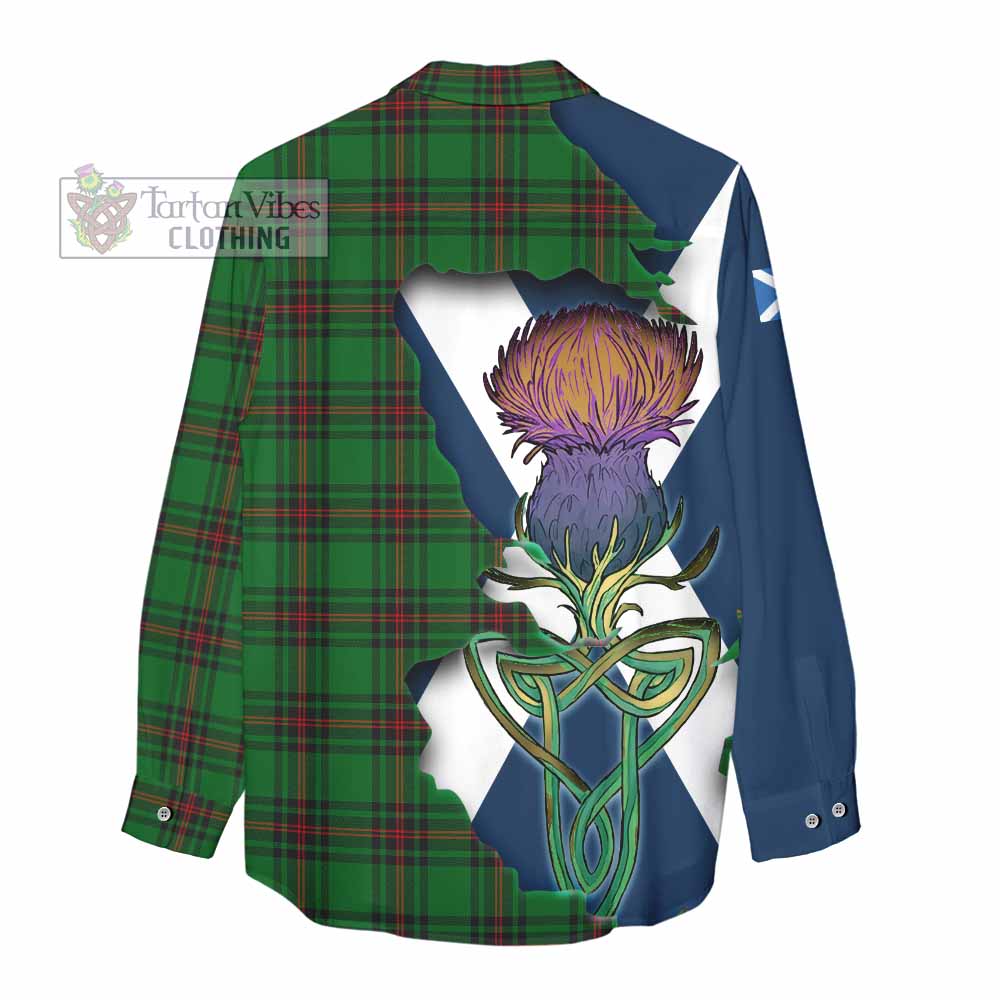 Tartan Vibes Clothing Primrose Tartan Family Crest Women's Casual Shirt Scottish Thistle Celtic Inspired