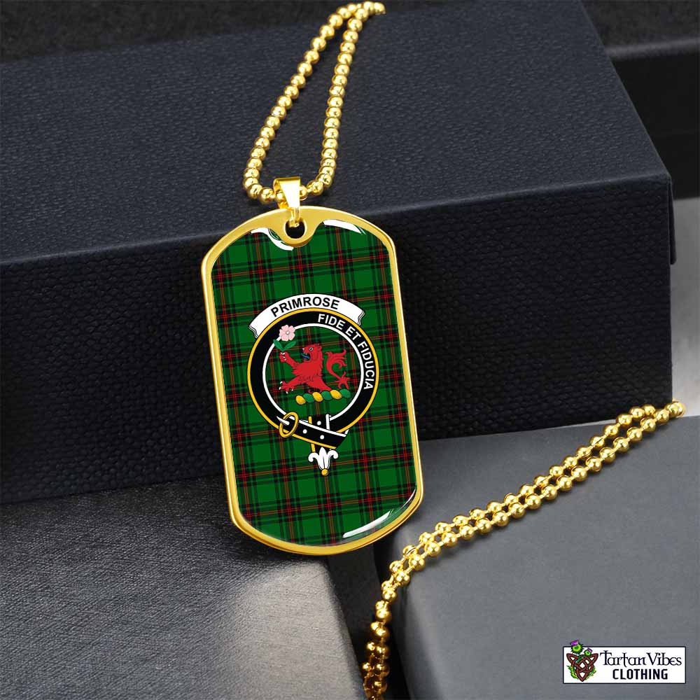 Tartan Vibes Clothing Primrose Tartan Dog Tag Necklace with Family Crest
