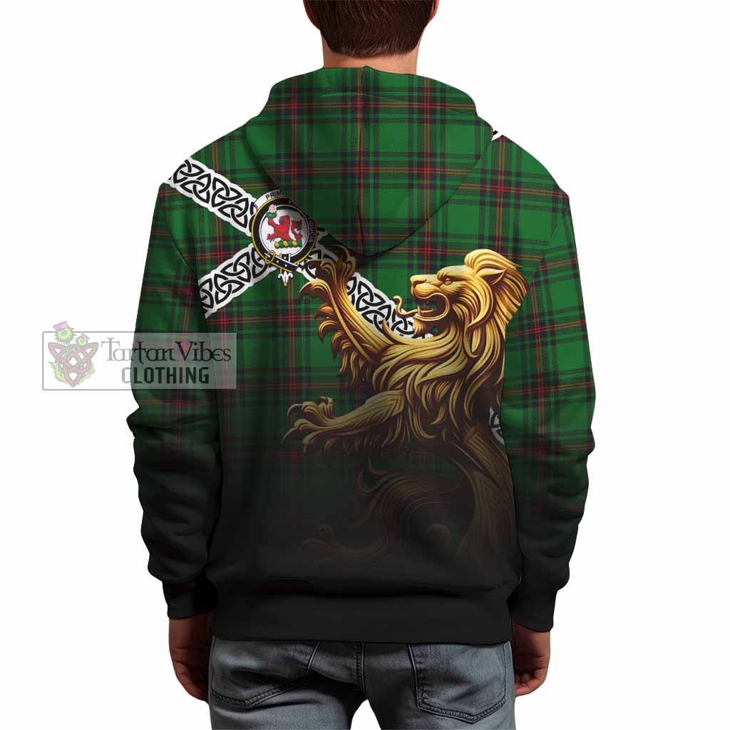 Tartan Vibes Clothing Primrose Crest Tartan Hoodie with Golden Lion Emblem Celtic Style