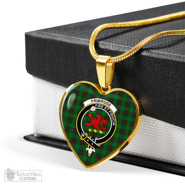 Primrose Tartan Heart Necklace with Family Crest