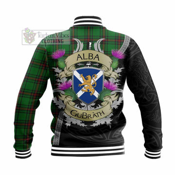 Primrose Tartan Family Crest Baseball Jacket Lion Rampant Royal Thistle Shield Celtic Inspired