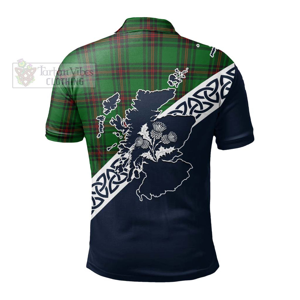 Primrose Tartan Polo Shirt Featuring Thistle and Scotland Map - Tartanvibesclothing Store