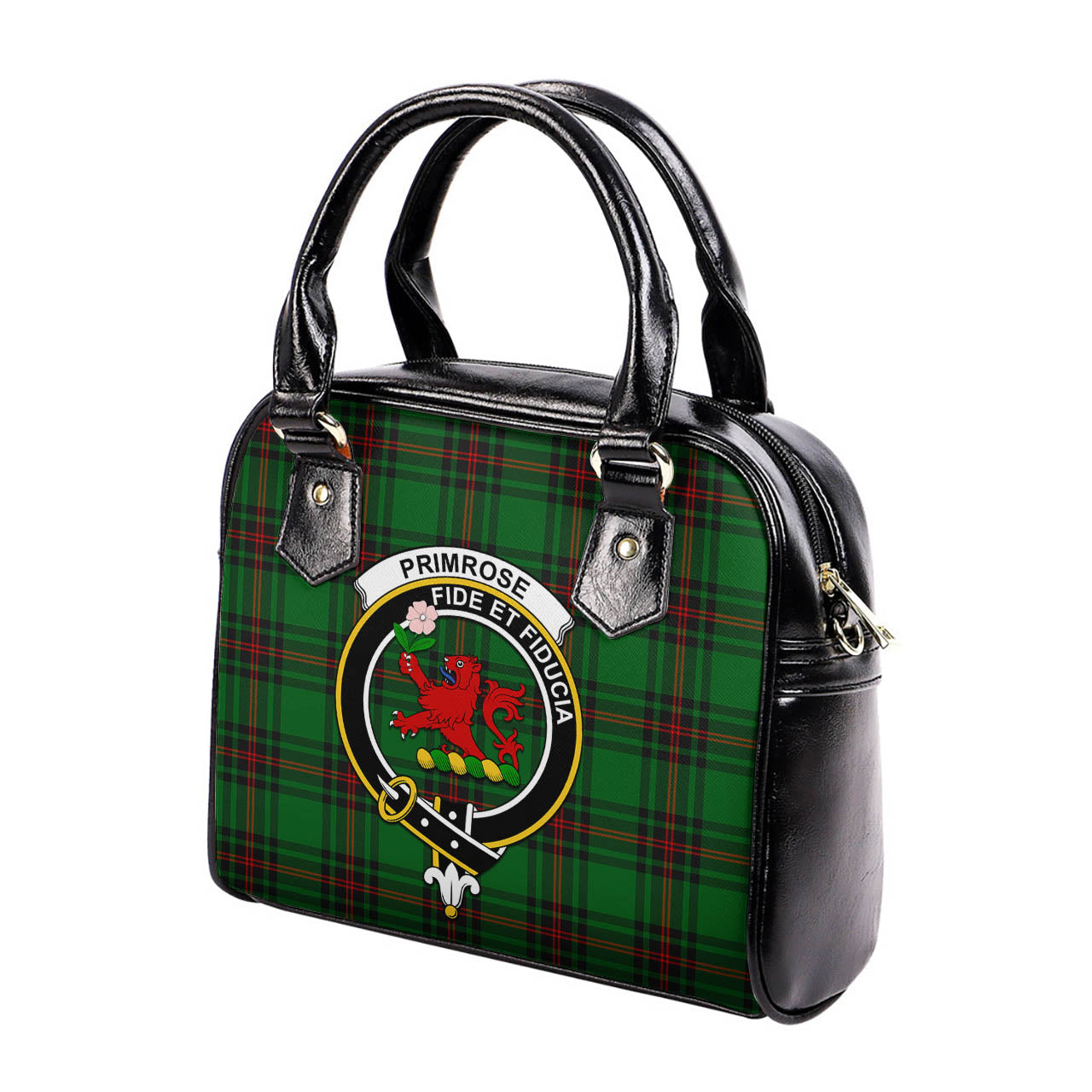 Primrose Tartan Shoulder Handbags with Family Crest - Tartanvibesclothing