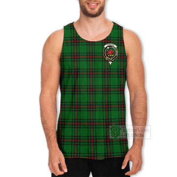 Tartan Vibes Clothing Primrose Tartan Men's Tank Top with Family Crest Celtic Skull Style