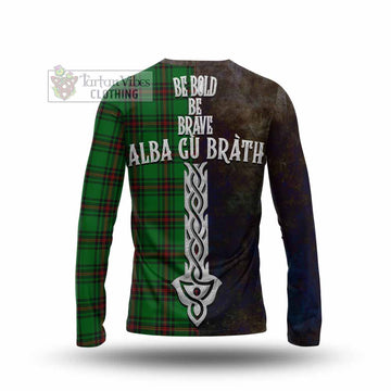 Tartan Vibes Clothing Primrose Tartan Family Crest Long Sleeve T-Shirt Alba Gu Brath Be Brave Lion Ancient Style