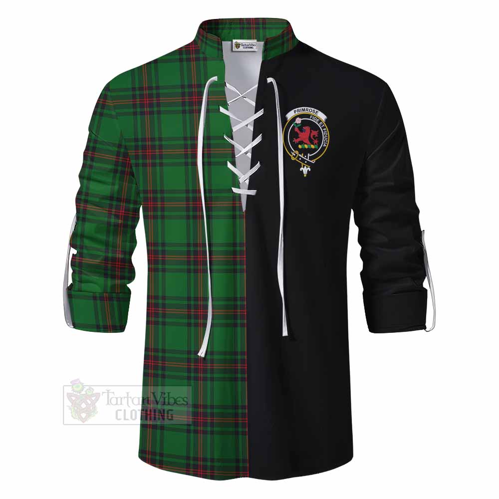 Tartan Vibes Clothing Primrose Tartan Ghillie Kilt Shirt with Family Crest and Half Of Me Style