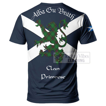 Tartan Vibes Clothing Primrose Tartan Lion Rampant T-Shirt – Proudly Display Your Heritage with Alba Gu Brath and Clan Name