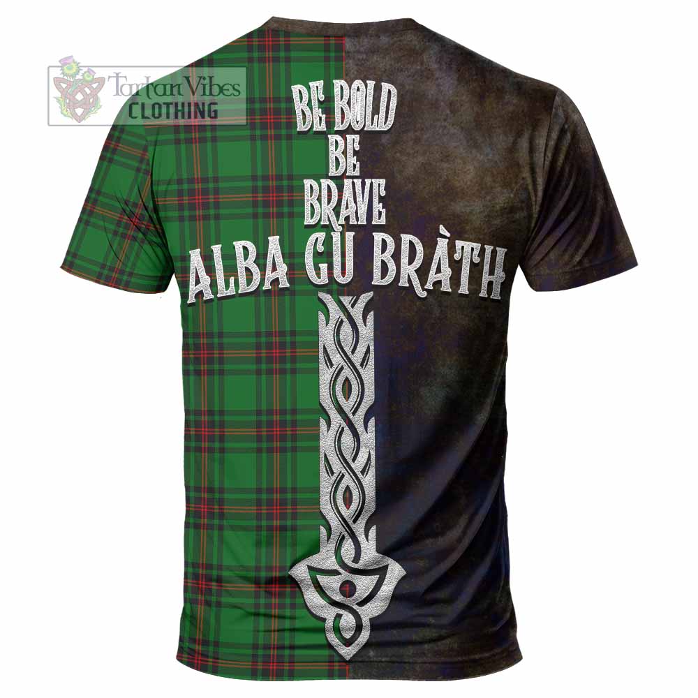Tartan Vibes Clothing Primrose Tartan Family Crest T-Shirt Alba Gu Brath Be Brave Lion Ancient Style