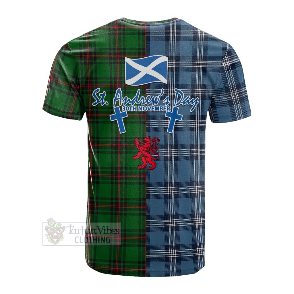 Tartan Vibes Clothing Primrose Tartan Cotton T-shirt Happy St. Andrew's Day Half Tartan Style