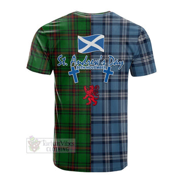 Tartan Vibes Clothing Primrose Tartan Cotton T-shirt Happy St. Andrew's Day Half Tartan Style