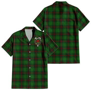 Primrose Tartan Short Sleeve Button Down Shirt with Family Crest