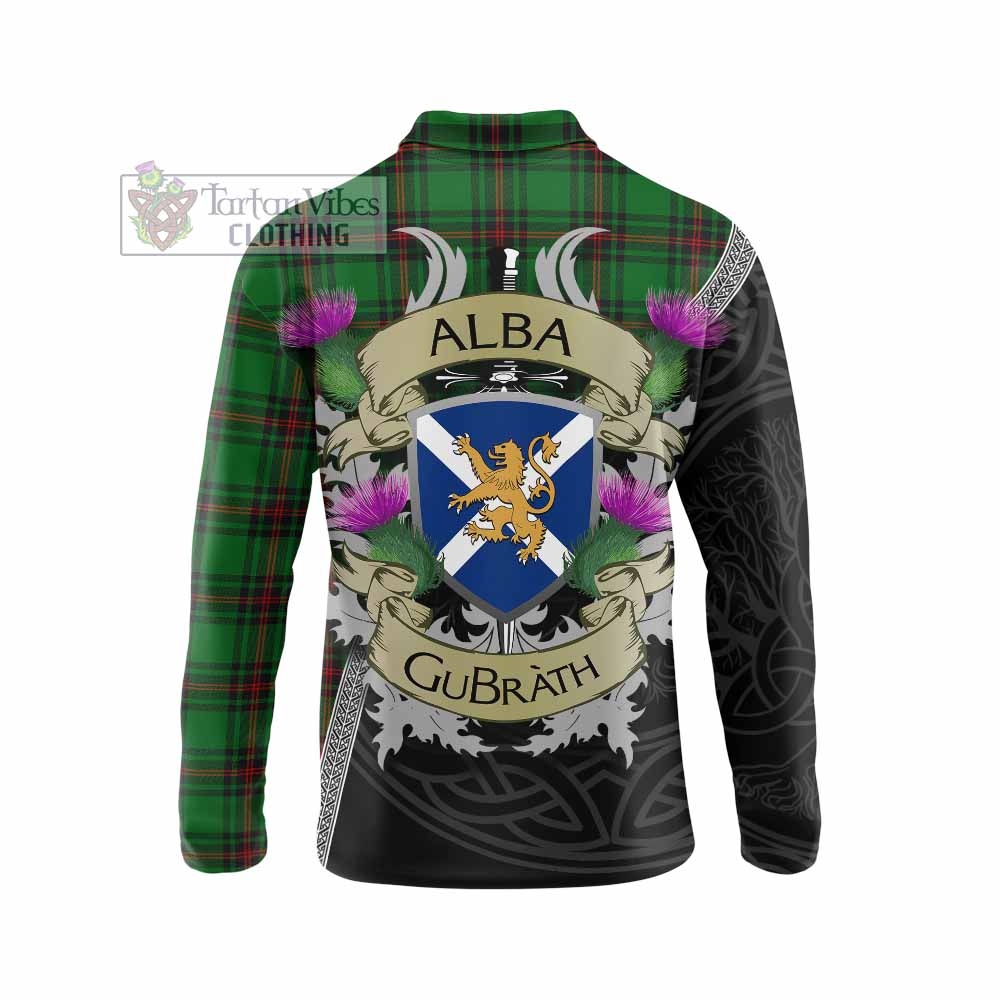 Tartan Vibes Clothing Primrose Tartan Family Crest Long Sleeve Polo Shirt Lion Rampant Royal Thistle Shield Celtic Inspired
