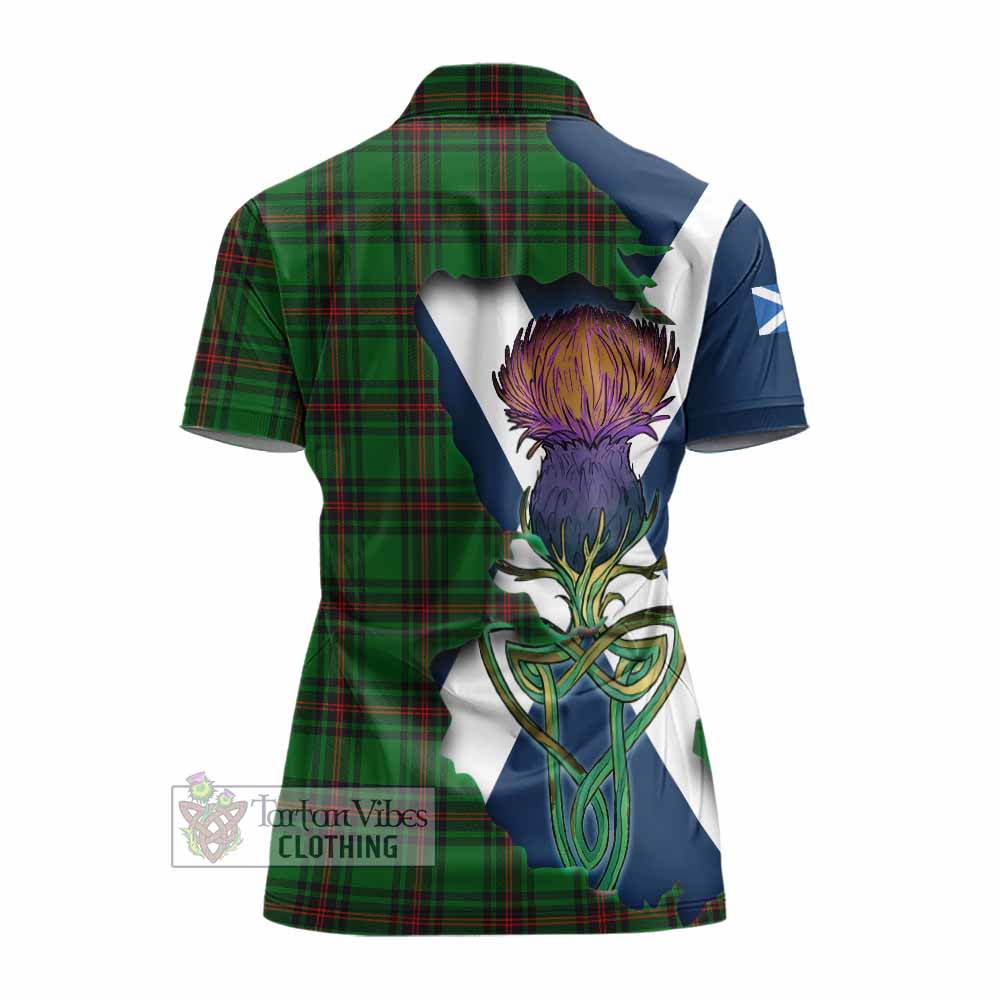 Tartan Vibes Clothing Primrose Tartan Family Crest Women's Polo Shirt Scottish Thistle Celtic Inspired
