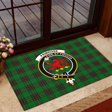 Primrose Tartan Rubber Doormat with Family Crest