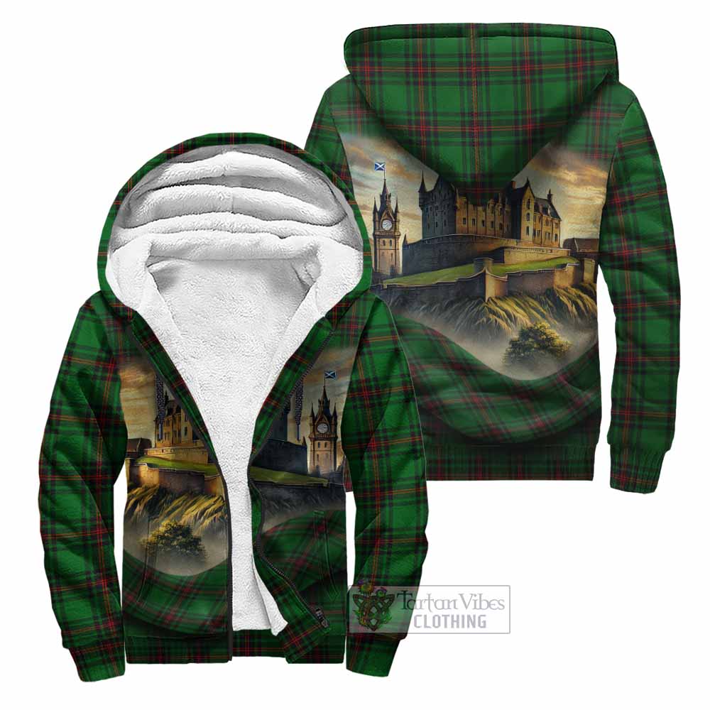 Tartan Vibes Clothing Primrose Tartan Family Crest Sherpa Hoodie with Scottish Ancient Castle Style