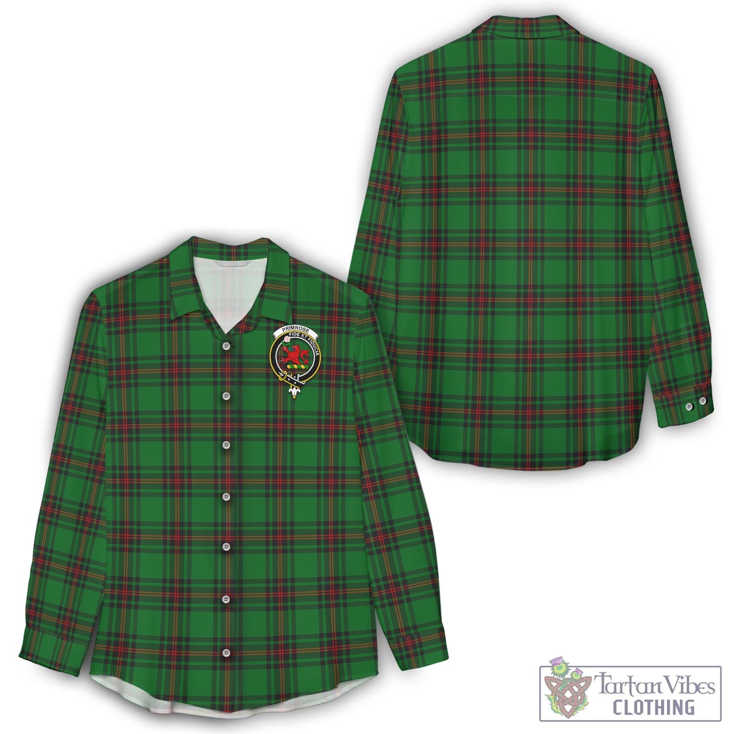 Tartan Vibes Clothing Primrose Tartan Womens Casual Shirt with Family Crest