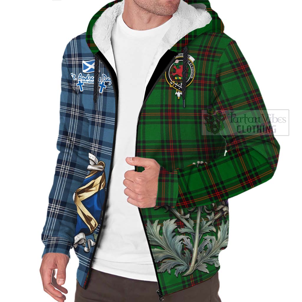 Tartan Vibes Clothing Primrose Tartan Sherpa Hoodie Happy St. Andrew's Day Half Tartan Style