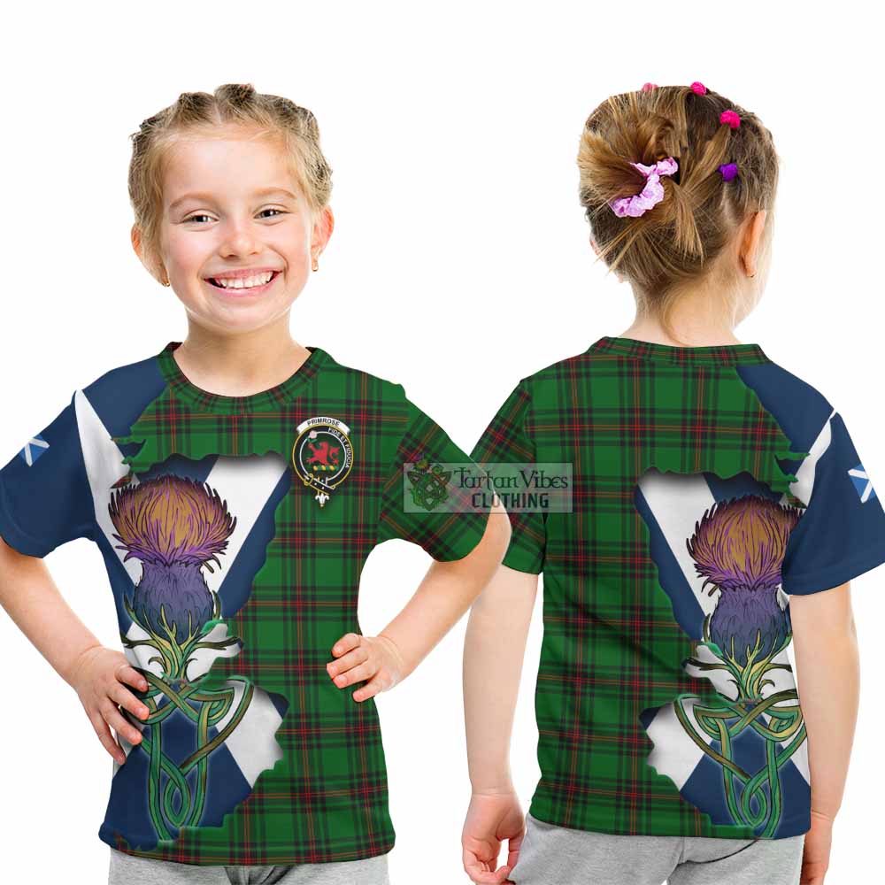 Tartan Vibes Clothing Primrose Tartan Family Crest Kid T-Shirt Scottish Thistle Celtic Inspired