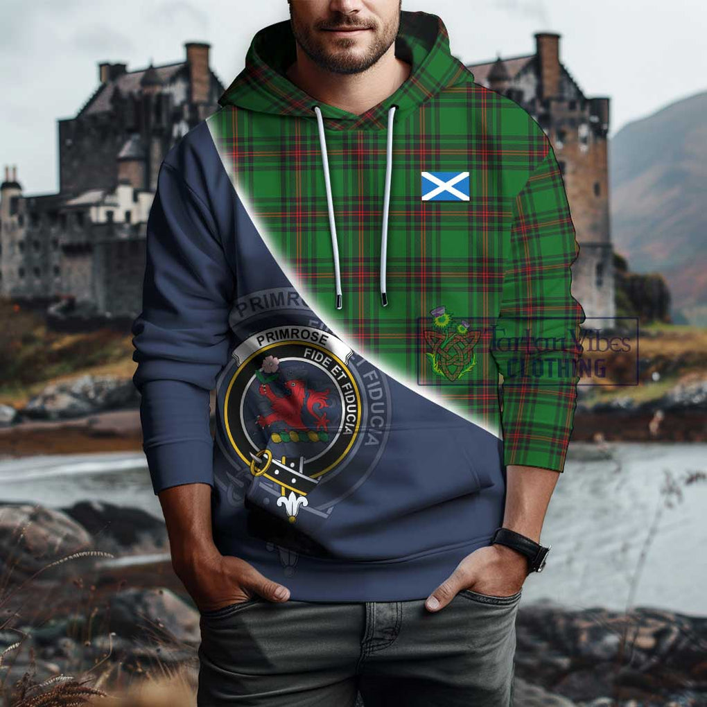 Primrose Tartan Hoodie with Personalised National Flag and Family Crest Half Style - Tartanvibesclothing Shop