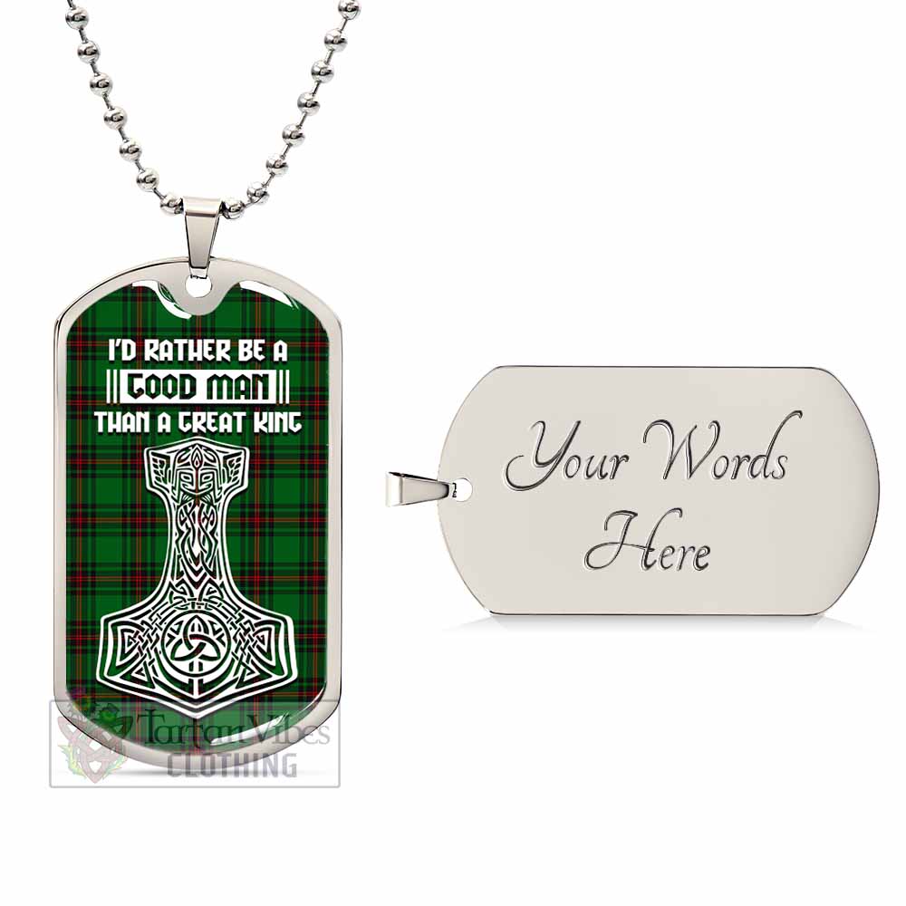 Tartan Vibes Clothing Primrose Tartan Dog Tag Necklace Viking Mjolnir Style
