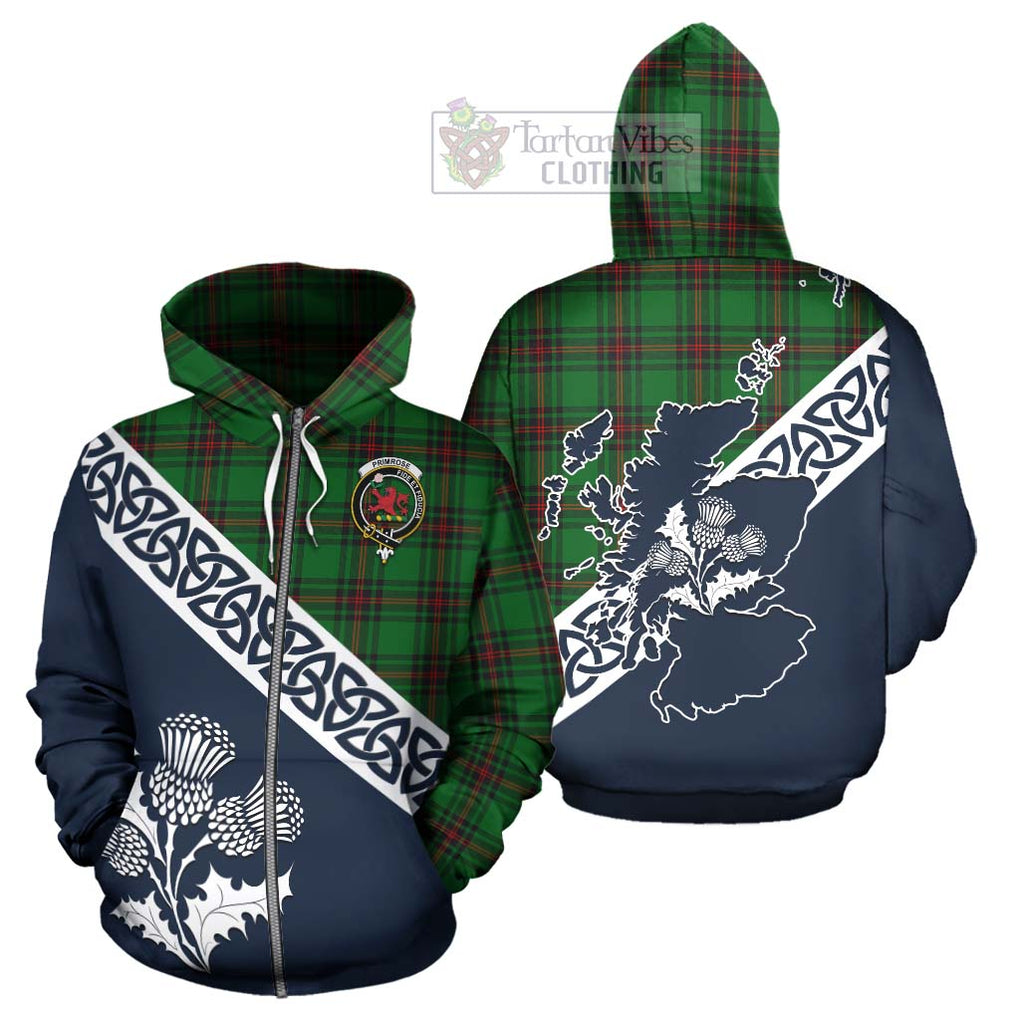Tartan Vibes Clothing Primrose Tartan Hoodie Featuring Thistle and Scotland Map