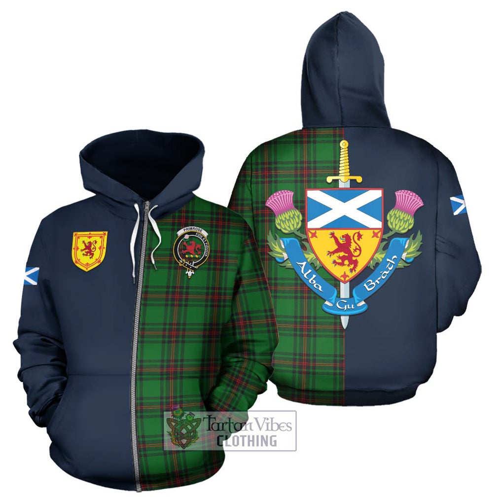 Tartan Vibes Clothing Primrose Tartan Hoodie with Scottish Lion Royal Arm Half Style