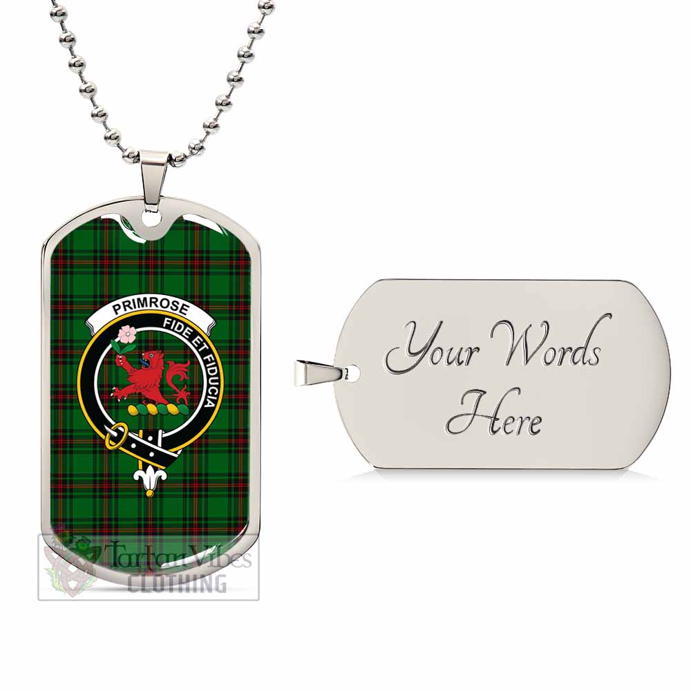 Tartan Vibes Clothing Primrose Tartan Dog Tag Necklace with Family Crest