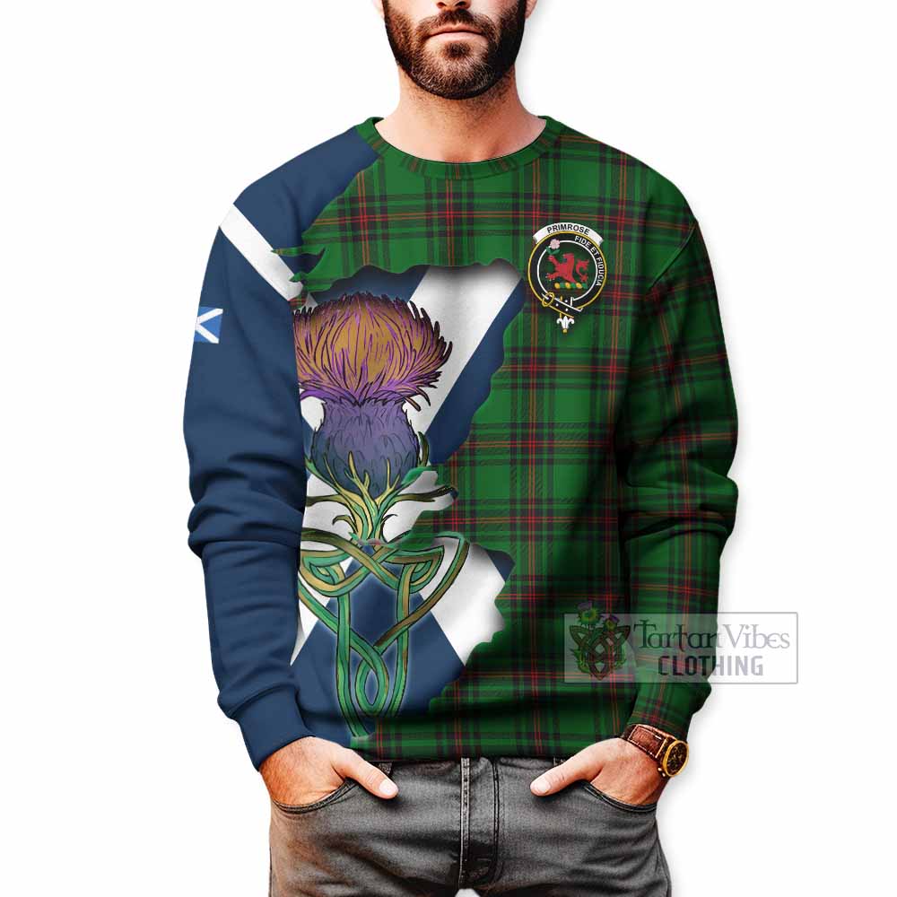 Tartan Vibes Clothing Primrose Tartan Family Crest Sweatshirt Scottish Thistle Celtic Inspired
