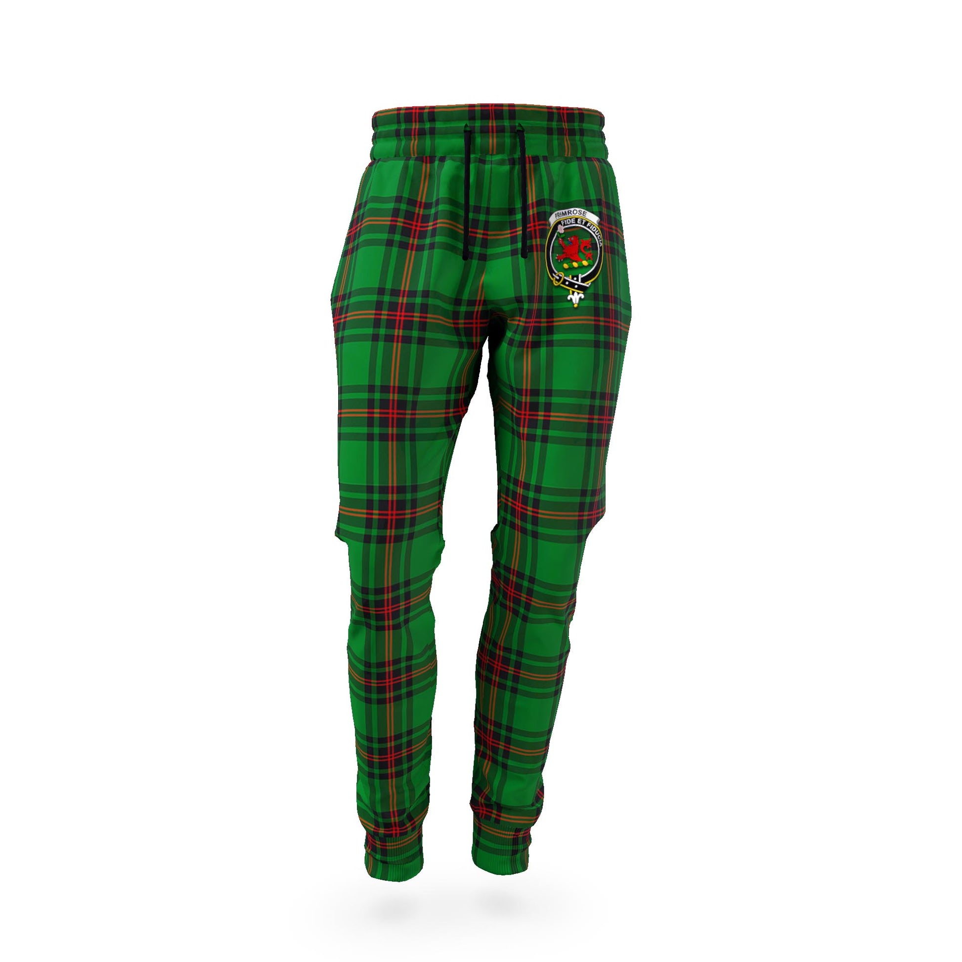 Primrose Tartan Joggers Pants with Family Crest - Tartan Vibes Clothing