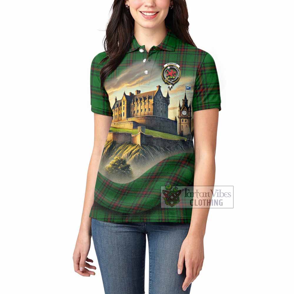 Tartan Vibes Clothing Primrose Tartan Family Crest Women's Polo Shirt with Scottish Ancient Castle Stype