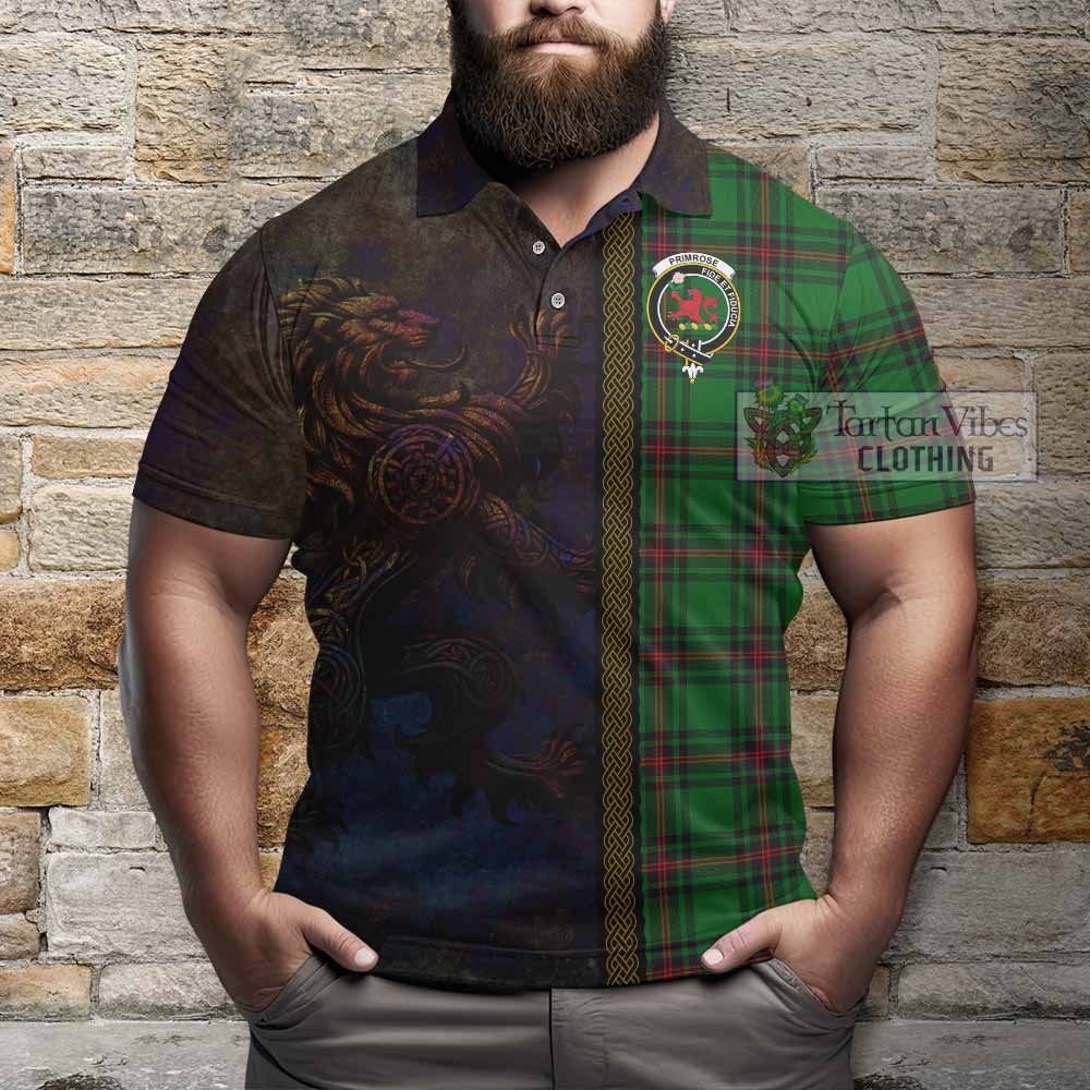 Tartan Vibes Clothing Primrose Tartan Family Crest Polo Shirt Alba Gu Brath Be Brave Lion Ancient Style