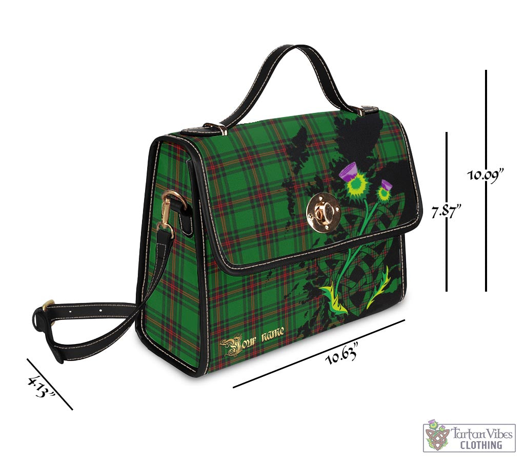 Tartan Vibes Clothing Primrose Tartan Waterproof Canvas Bag with Scotland Map and Thistle Celtic Accents