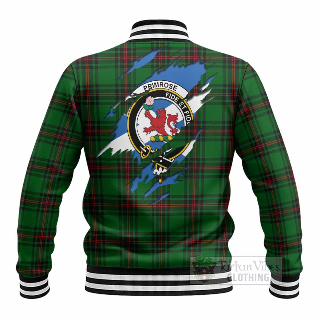 Primrose Clan Crest In Me Tartan Baseball Jacket Scotland Flag Style