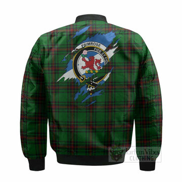 Primrose Clan Crest In Me Tartan Bomber Jacket Scotland Flag Style
