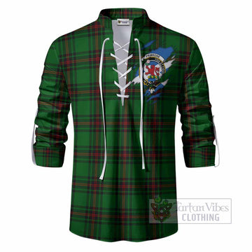 Primrose Clan Crest In Me Tartan Ghillie Shirt Scotland Flag Style