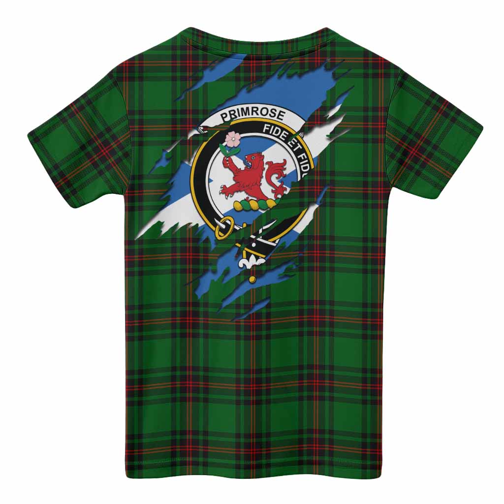 Primrose Clan Crest In Me Tartan Kid T-shirt Scotland Flag Style