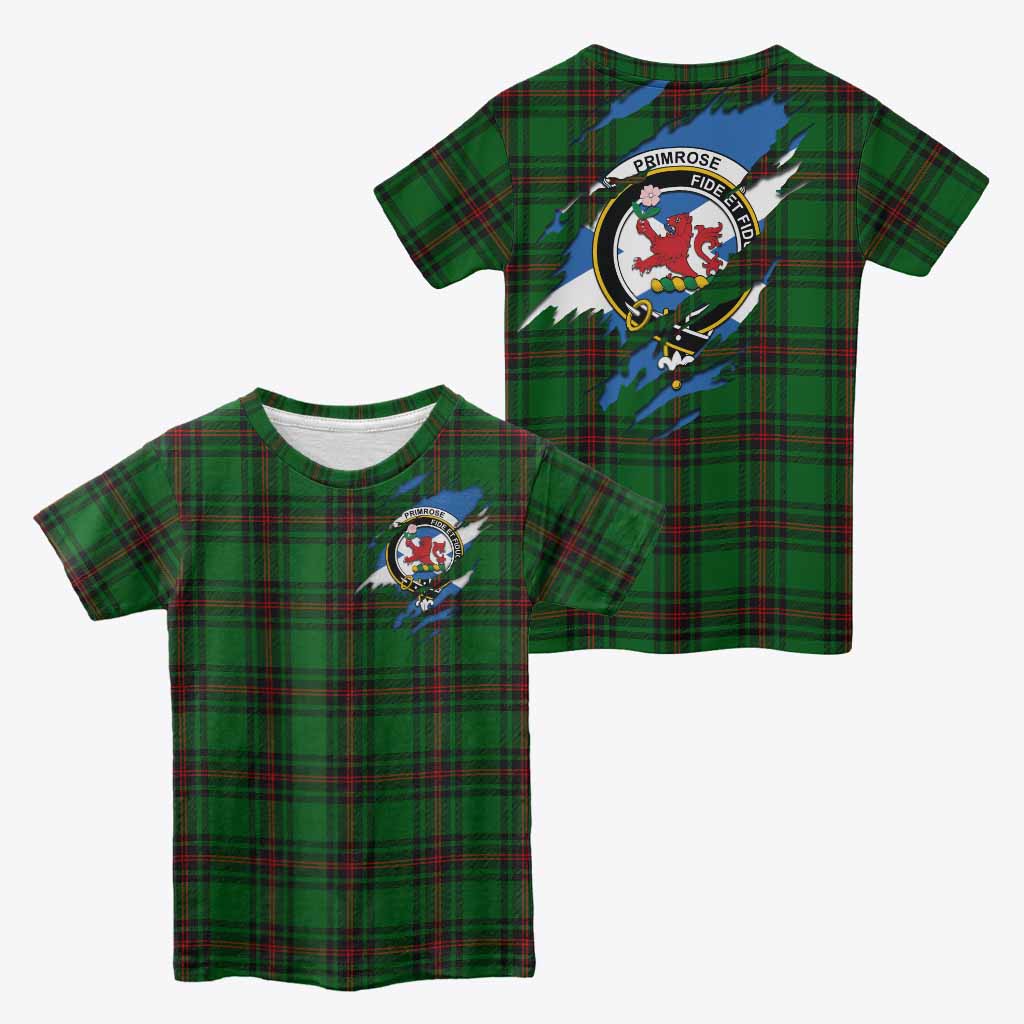 Primrose Clan Crest In Me Tartan Kid T-shirt Scotland Flag Style