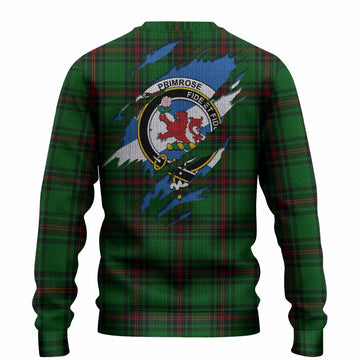 Primrose Clan Crest In Me Tartan Knitted Sweater Scotland Flag Style