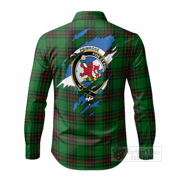 Primrose Clan Crest In Me Tartan Long Sleeve Button Shirts Scotland Flag Style