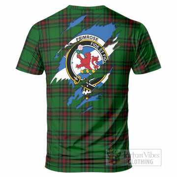 Primrose Clan Crest In Me Tartan T-Shirt Scotland Flag Style
