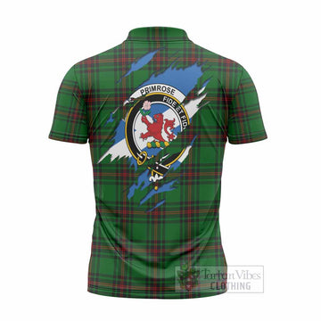 Primrose Clan Crest In Me Tartan Zipper Polo Shirt Scotland Flag Style