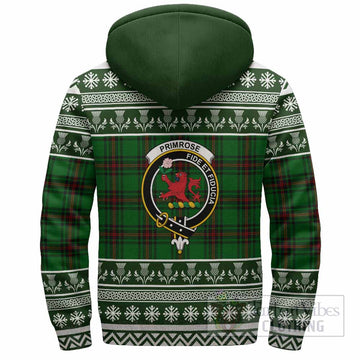 Primrose Clan Tartan Christmas Fleece Hoodie with Family Crest
