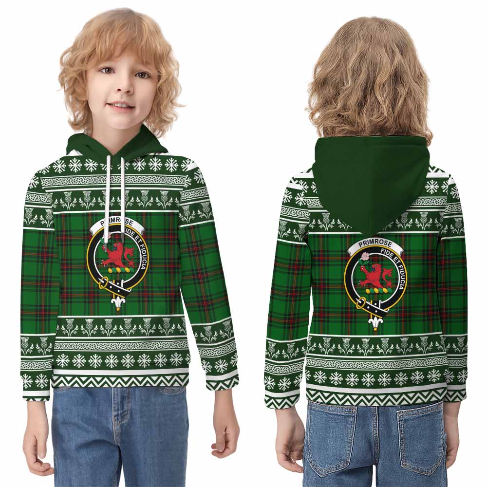 Primrose Clan Tartan Christmas Kid Hoodie with Family Crest - Tartan Vibes Clothing
