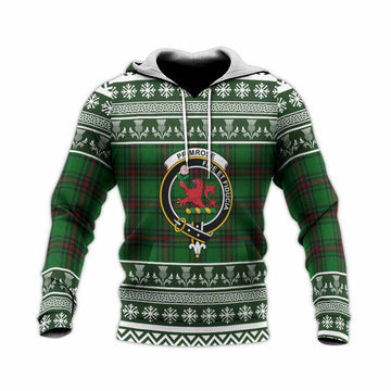 Primrose Clan Tartan Christmas Knitted Hoodie with Family Crest