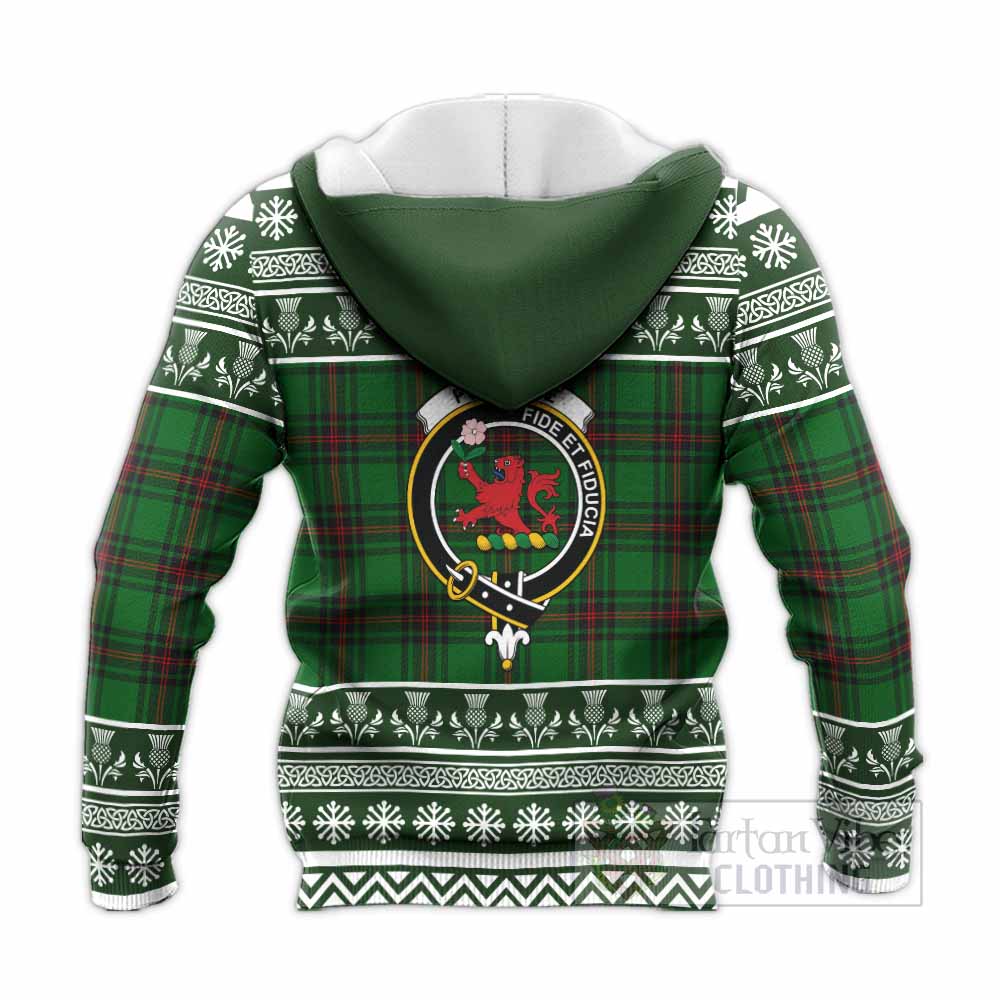 Primrose Clan Tartan Christmas Knitted Hoodie with Family Crest - Tartan Vibes Clothing