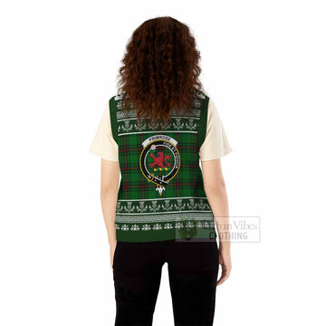 Primrose Clan Tartan Christmas Knitted V-Neck Vest with Family Crest
