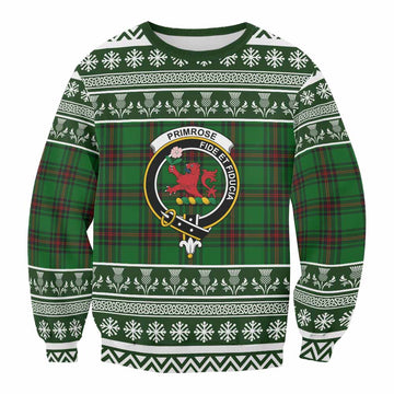 Primrose Clan Tartan Christmas Sweatshirt with Family Crest