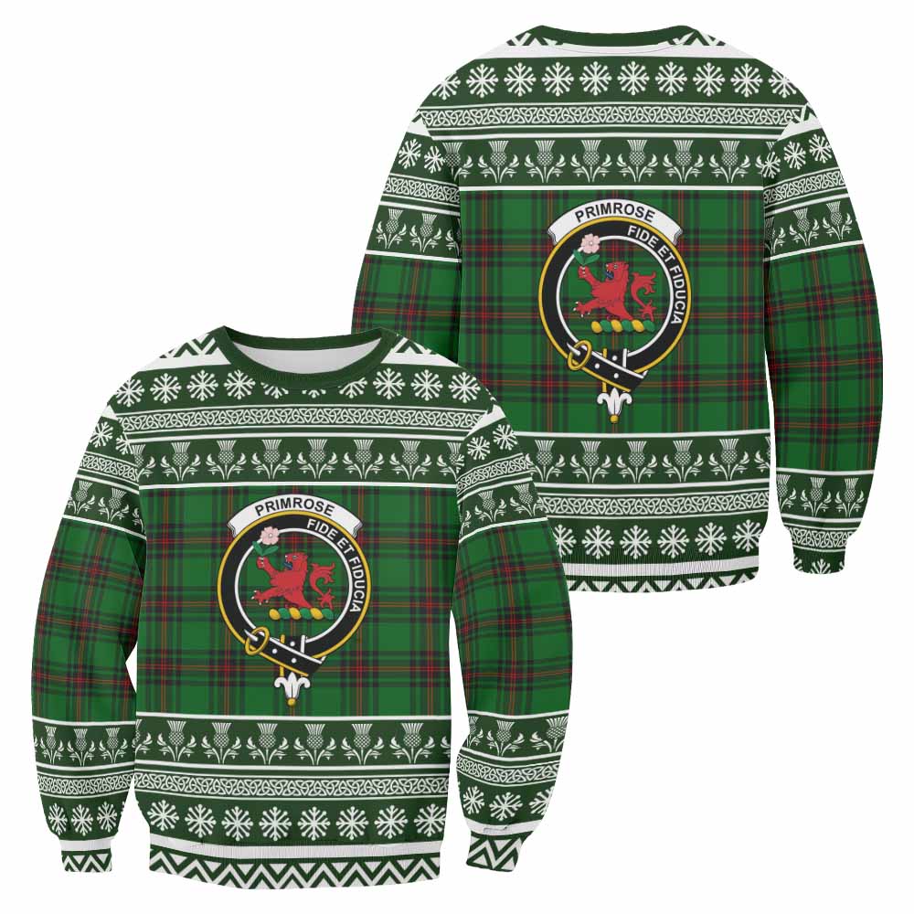 Primrose Clan Tartan Christmas Sweatshirt with Family Crest - Tartan Vibes Clothing